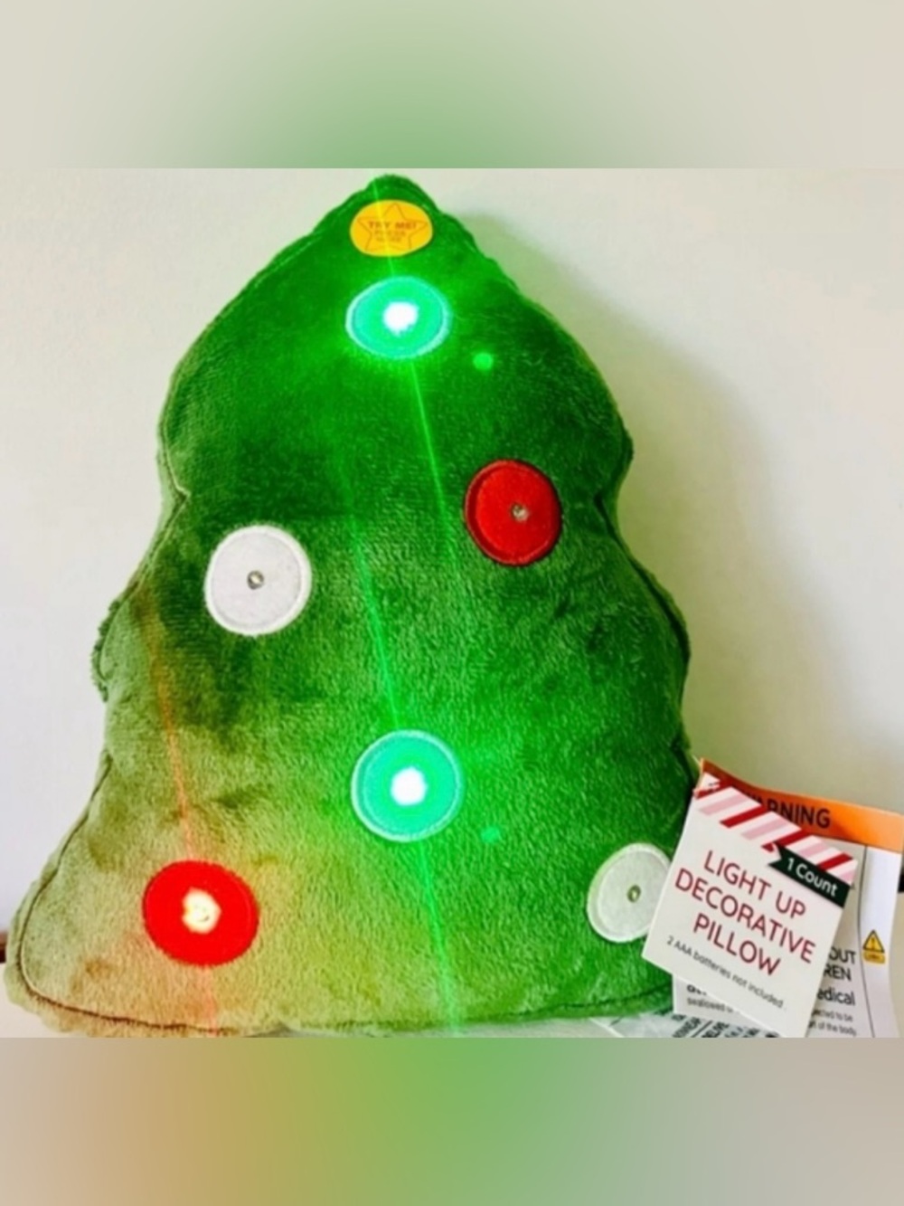 NEW! TWO (2) Bullseye Playground Christmas Tree Light Up Plush Throw Pillows-NWT
